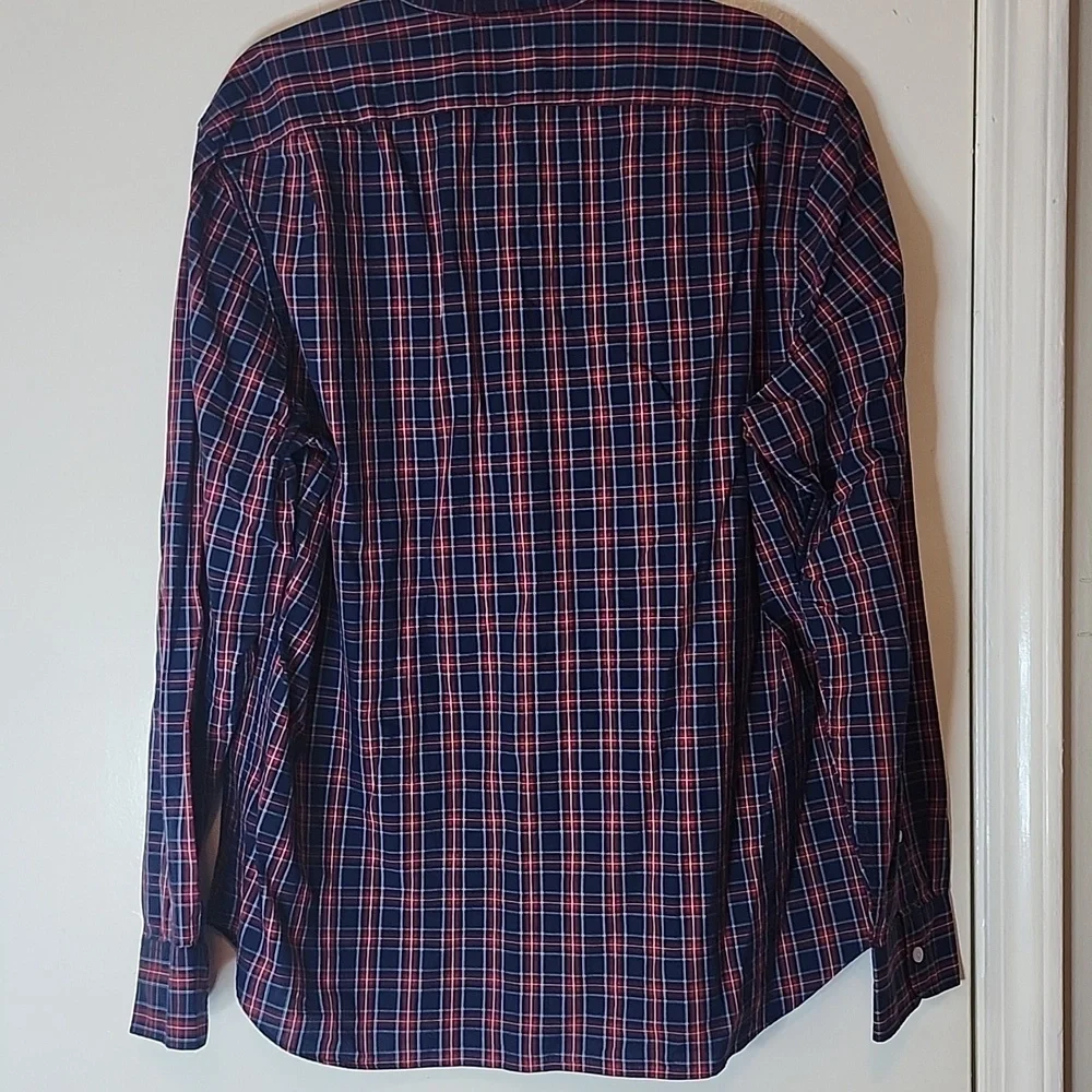 J. Crew Men's Blue and Red Checkered Shirt